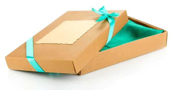 Caja de regalo atada con cinta, aislada en blanco —  Fotos de Stock