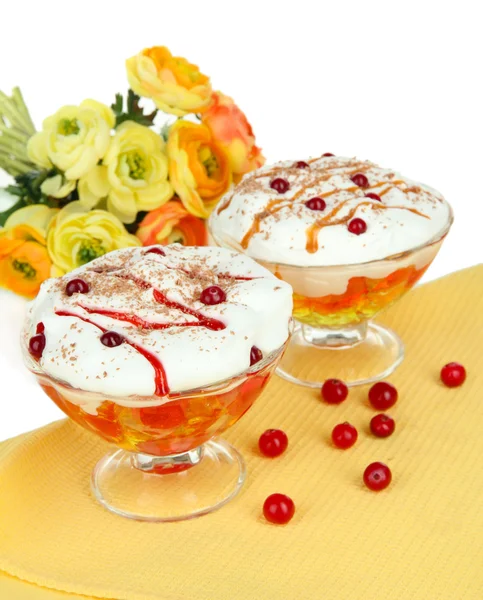 Tasty jelly on table on white background — Stock Photo, Image