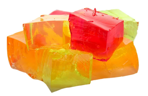 Tasty jelly cubes isolated on white — Stock Photo, Image