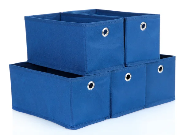 Cajas textiles azules aisladas en blanco —  Fotos de Stock