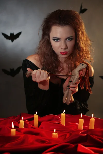 Halloween witch on dark background — Stock Photo, Image