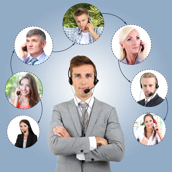 Collage de personas diversas hablando por teléfono —  Fotos de Stock