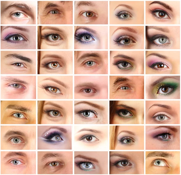 Collage aus den Augen verschiedener Menschen — Stockfoto