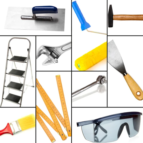 Collage of different tools isolated on white — Stock Photo, Image