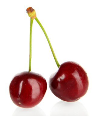 beyaz izole kiraz meyveleri