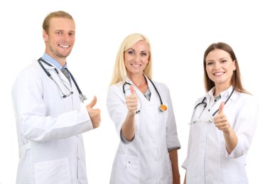 tıbbi çalışanlar üzerinde beyaz izole