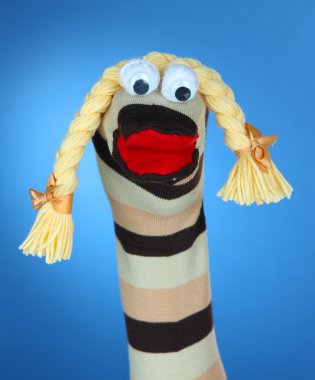 şirin çorap kukla mavi zemin üzerine