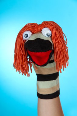 şirin çorap kukla mavi zemin üzerine