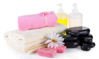 güzel spa ayarı ile üzerine beyaz izole çiçek