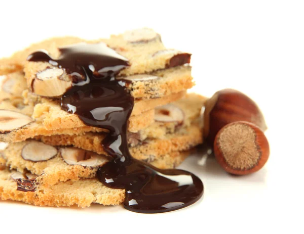 Biscotti met noten, geïsoleerd op wit — Stockfoto