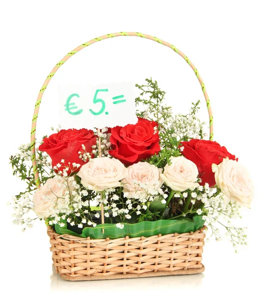 Buquê de flores frescas para venda isolado em branco — Fotografia de Stock