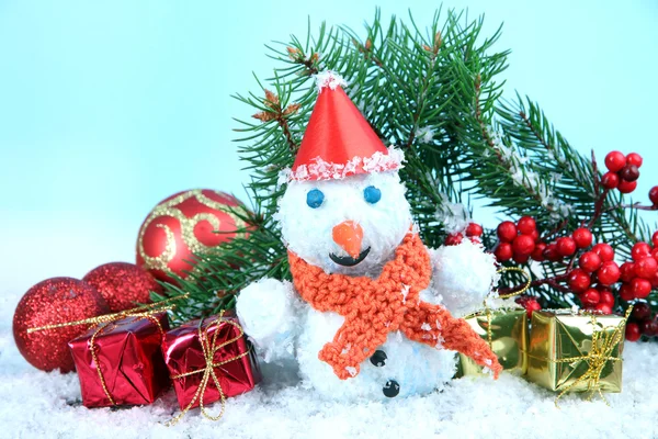 Beautiful snowman on snow — Stock Photo, Image