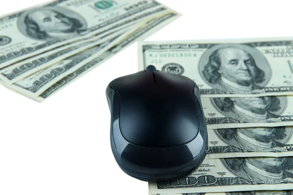 bilgisayar fare üzerinde beyaz izole dolar