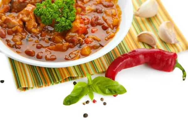 Chili Corn Carne - cibo messicano tradizionale, isolato su bianco — Foto Stock