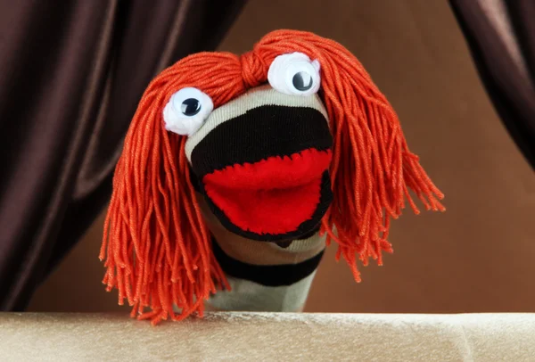 Puppet show no fundo marrom — Fotografia de Stock