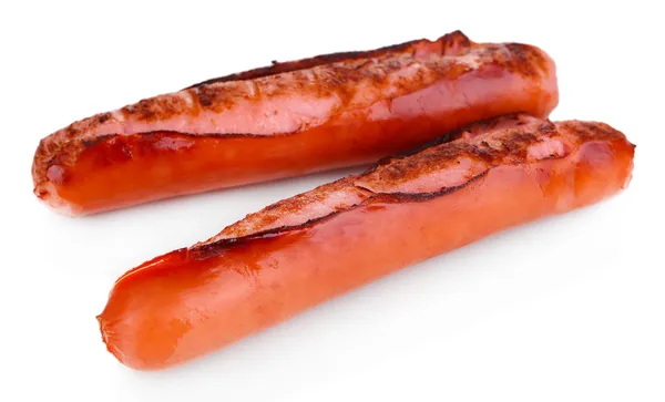 Deliciosas salsichas isoladas em branco — Fotografia de Stock