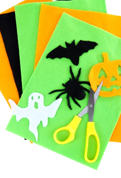 Bright felt and handmade Halloween decorations, isolated on white — Stock Photo, Image