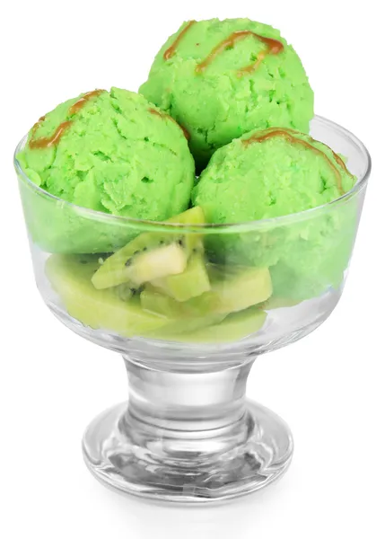 Cam Vazoda beyaz izole lezzetli dondurma — Stok fotoğraf