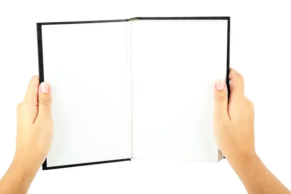 Libro en manos aisladas sobre blanco — Foto de Stock