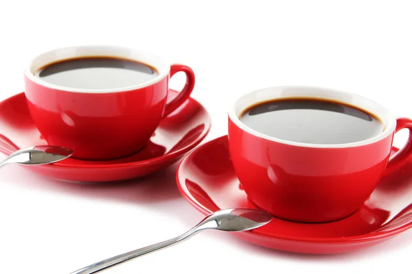 मजबूत कॉफी के लाल कप बंद — स्टॉक फ़ोटो, इमेज