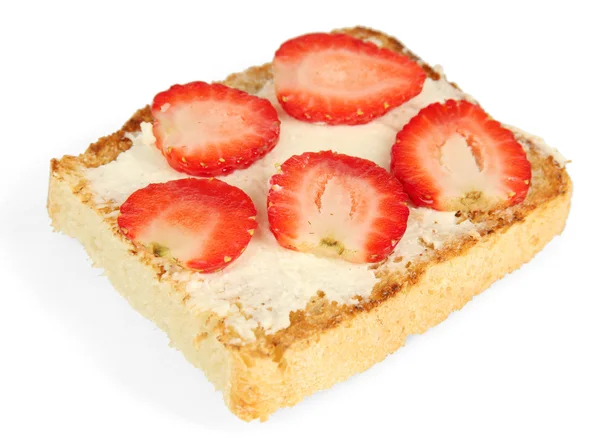 美味烤面包、 草莓白底隔离 — 图库照片