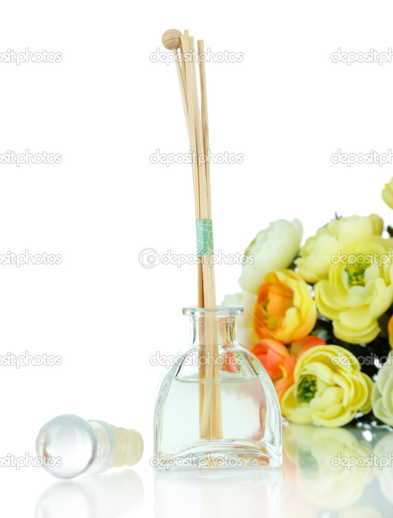 Room air refresher with flowers isolated in white