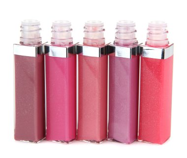 güzel dudak glosses, üzerinde beyaz izole