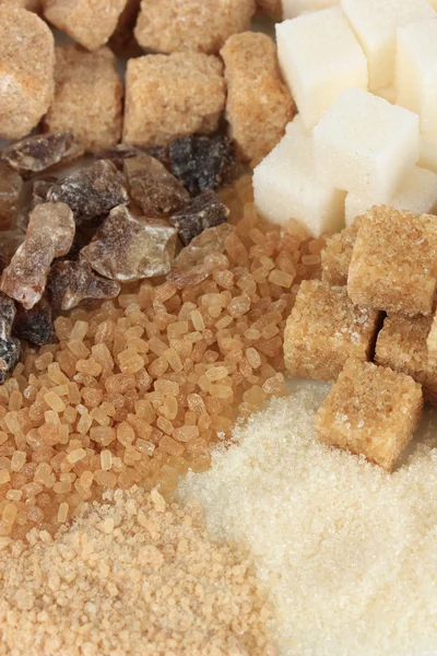 Verschiedene Arten von Zucker aus nächster Nähe — Stockfoto