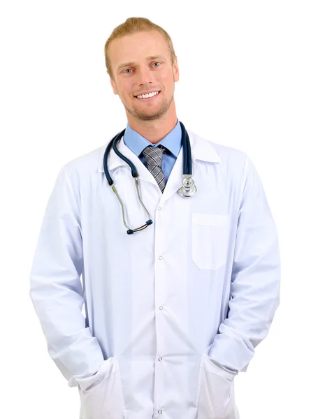 Portrait of doctor isolated on white — Stock Photo, Image