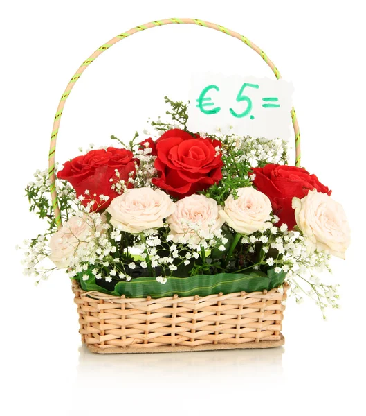 Bouquet de fleurs fraîches à vendre isolé sur blanc — Photo