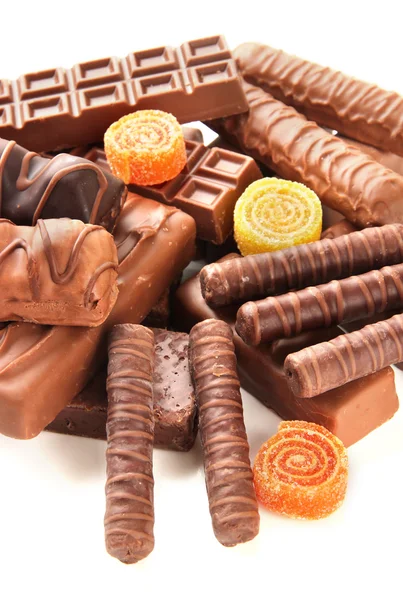 Finom csokoládé édességek lekvár közelről — Stock Fotó