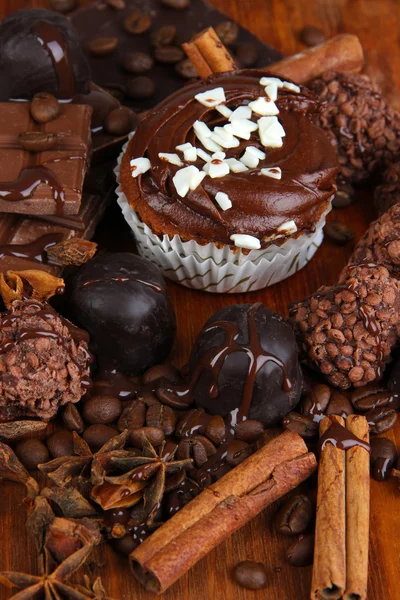 Finom cupcake, különböző édességek közelről — Stock Fotó