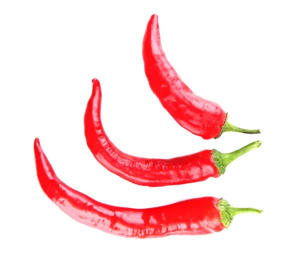 Red hot chili peppers isolated on white — Stock Photo, Image