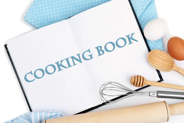 Koken concept. bakken basisingrediënten en keukengerei close-up — Stockfoto