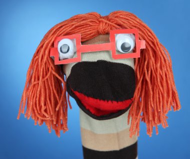 şirin çorap kukla mavi zemin üzerine