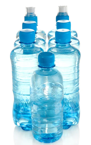 Different water bottles isolated on white — Stock Photo, Image