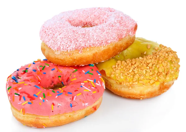Sweet donuts isolated on white — Stock Photo, Image