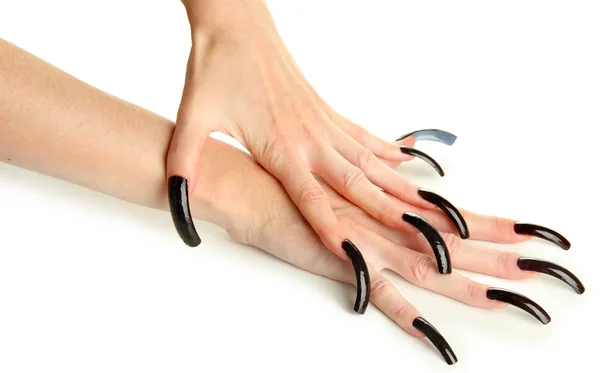 Ręce straszny manicure, na białym tle — Zdjęcie stockowe