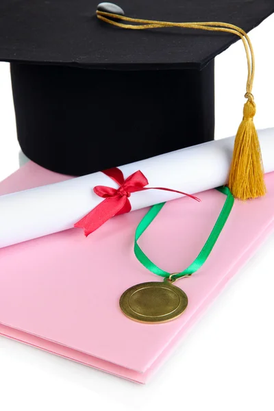 Medalha de realização em educação com diploma — Fotografia de Stock