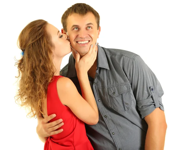 Young couple isolated on white — Stock Photo, Image