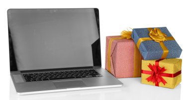beyaz izole, modern defter ve hediye kutuları