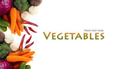 farklı sebze üzerinde beyaz izole bileşimi