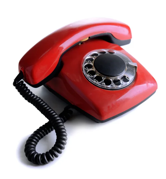 Rotes Retro-Telefon, isoliert auf weiß — Stockfoto