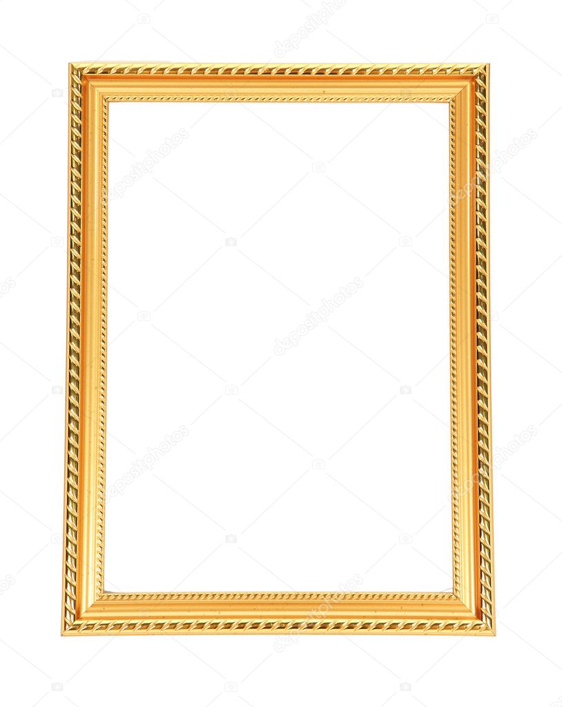 Golden frame, isolated on white