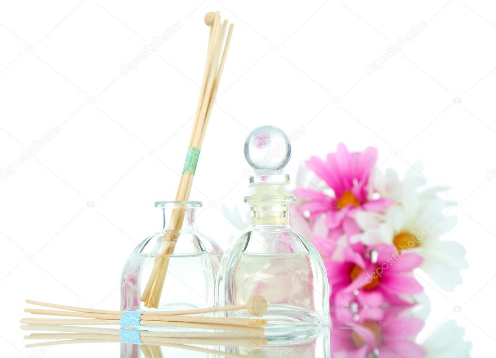 Room air refresher with flowers isolated in white