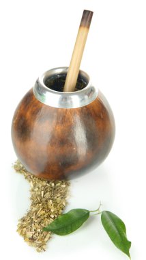 su kabakları ve bombilla üzerinde beyaz izole yerba dostum ile
