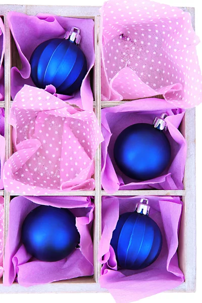 Hermosas bolas de Navidad empaquetadas, de cerca — Foto de Stock