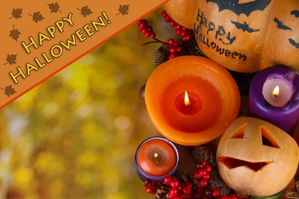 Composition for Halloween with on autumn background close-up — Stock Photo, Image