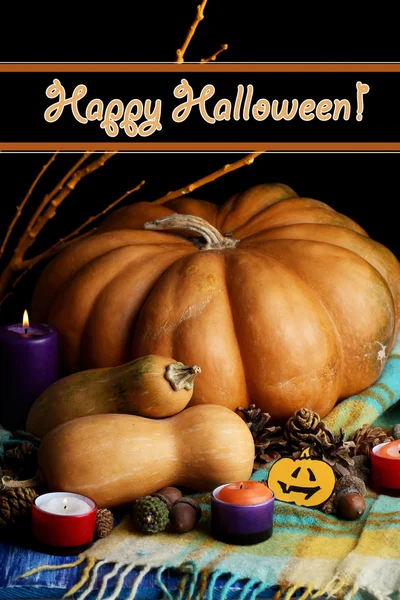 Composizione per Halloween con zucche — Foto Stock