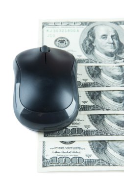 bilgisayar fare üzerinde beyaz izole dolar